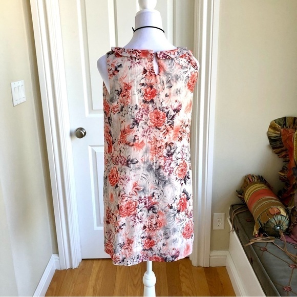 Retro Y2K Dress Floral Orange Multi with Peter Pan Collar & Black Velvet Tie (S) - Picture 5 of 9